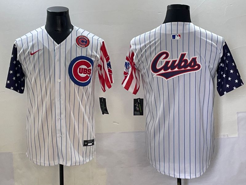 Men 2025 Chicago Cubs Blank White Stripe a generation of national flags Joint Name Nike MLB Jersey style 5->chicago cubs->MLB Jersey